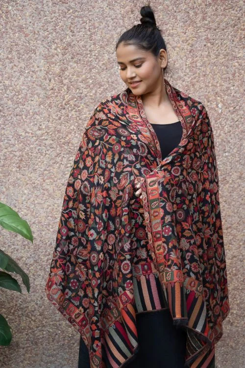 Loyalty Reward long-sleeve winter jacketTICH Fine, Soft Kashmiri Kani Pattern Wool Stole - Black Floral Jaal Loyalty Reward long-sleeve winter jacketTICH Fine, Soft Kashmiri Kani Pattern Wool Stole - Black Floral Jaal