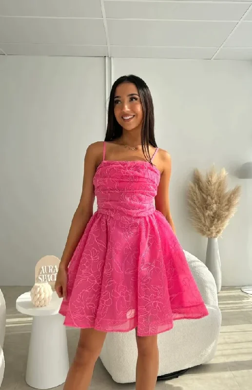 Weekend Special wrap dressHot Pink Short Party Dress Spaghetti Straps A-Line Birthday Dress, DP2428