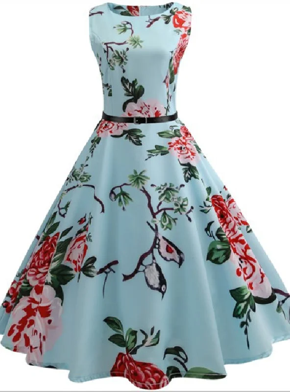 Time-Limited Offer Retro Printed Slim Dress
