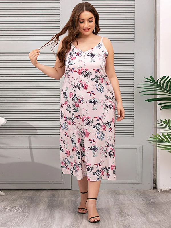 Major Savings summer dressKittenAlarm - Plus Size Oversize Floral Cami Dress Lounge Wear