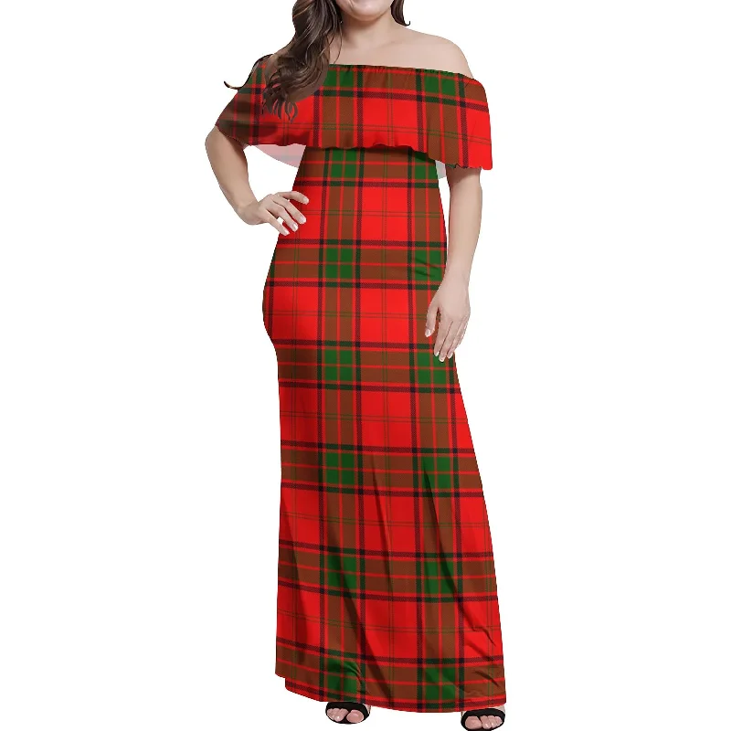 Instant Discount Maxtone Tartan Off Shoulder Long Dress
