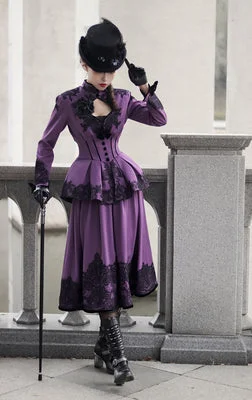 purple with black lace big skirt