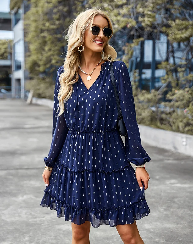 Seasonal Sale evening dressLater Babe Printed Satin Tie Front Dress