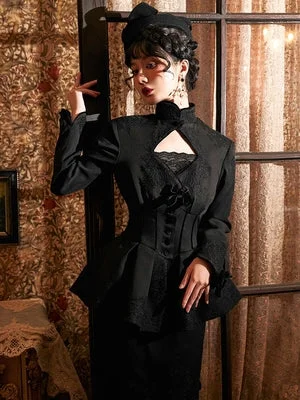 black with black lace coat