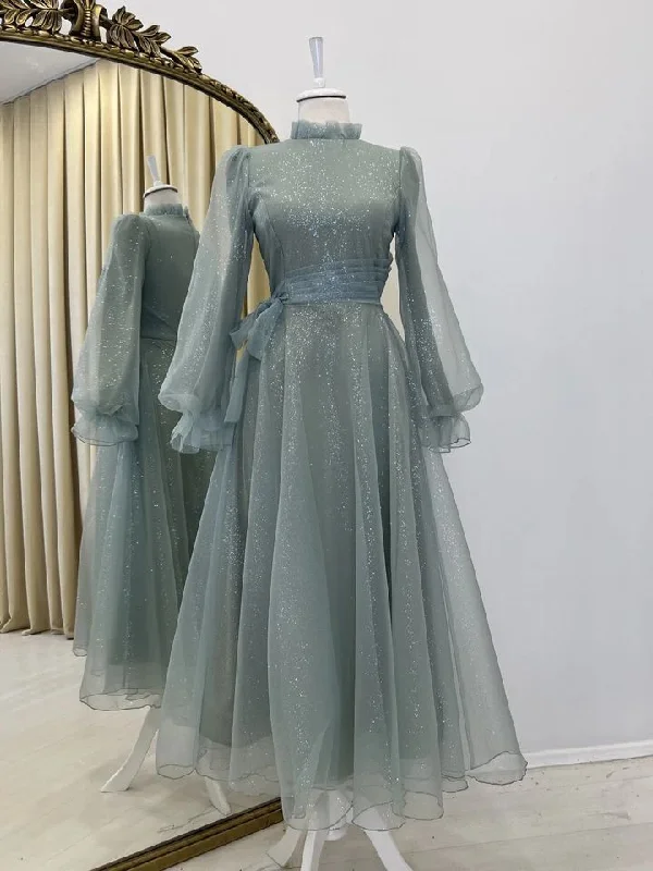 Huge Savings long sleeve dressLight Blue High Neck Long Sleeves A-Line Long Formal Party Dress, DP3702 Huge Savings long sleeve dressLight Blue High Neck Long Sleeves A-Line Long Formal Party Dress, DP3702