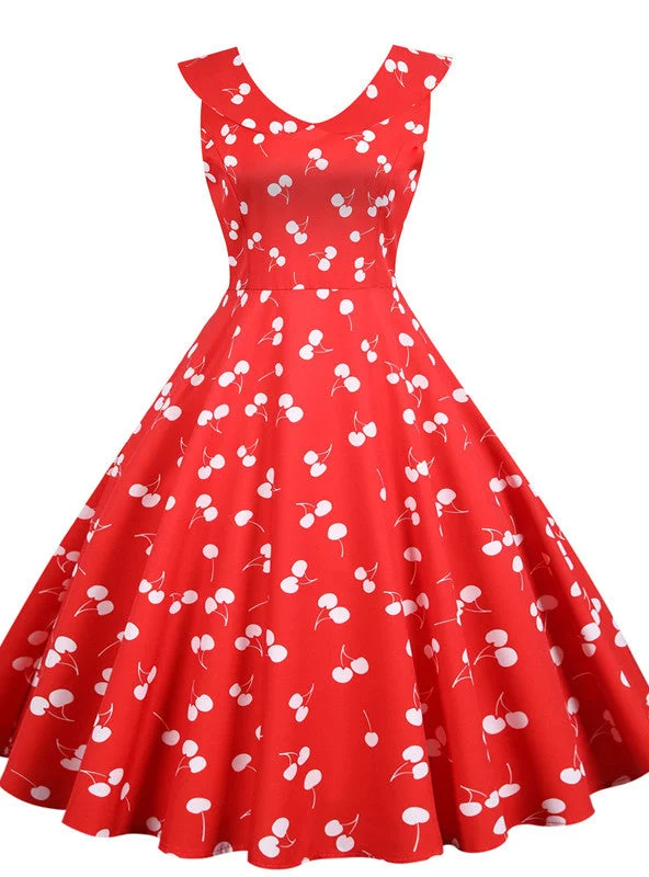 Epic Deals Cherry Print Vintage Dress