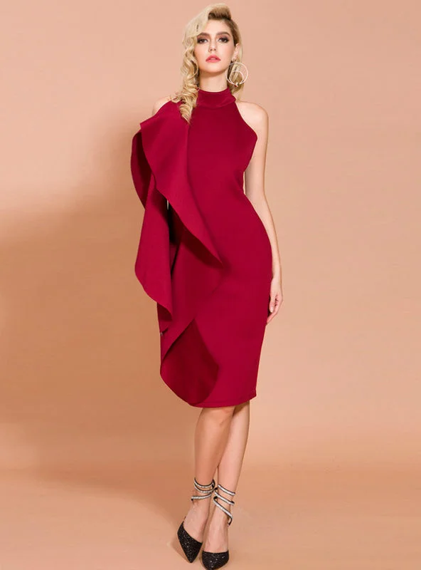 Price Meltdown Summer Space Cotton Ruffled Neck Host Dress