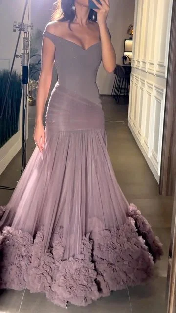 Deal Dash trendy bodycon dressDusty Purple V Neck Tulle Sheath Long Party Gown Formal Evening Dress, DP3694 Deal Dash trendy bodycon dressDusty Purple V Neck Tulle Sheath Long Party Gown Formal Evening Dress, DP3694