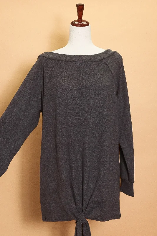 Weekend Special insulated jacketPlus Charcoal Tie Front Sweater