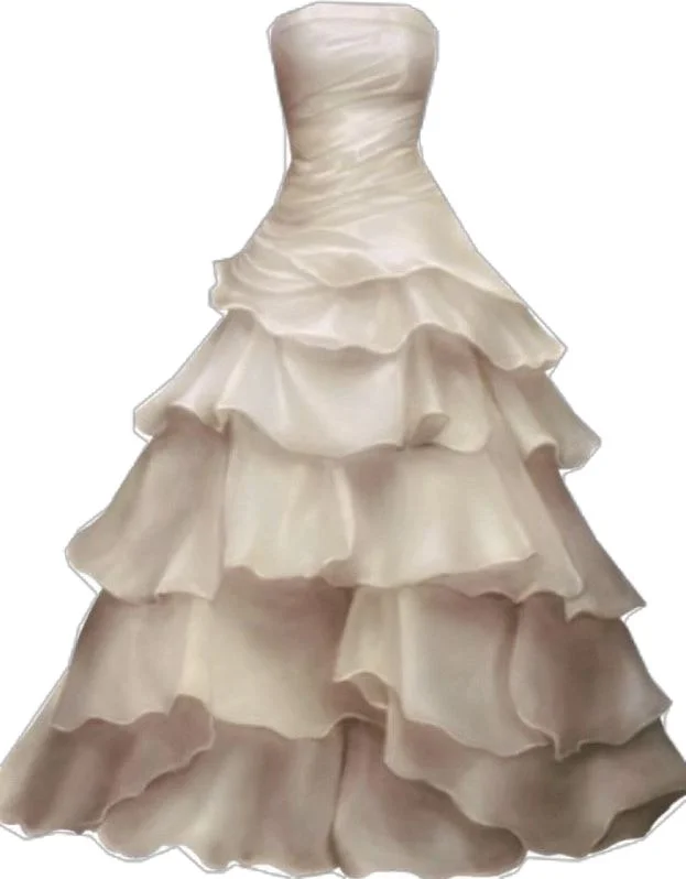 Year-End Sale evening dressIvory Strapless A-Line Tiered Long Party Gown Wedding Dress, DP4255 Year-End Sale evening dressIvory Strapless A-Line Tiered Long Party Gown Wedding Dress, DP4255