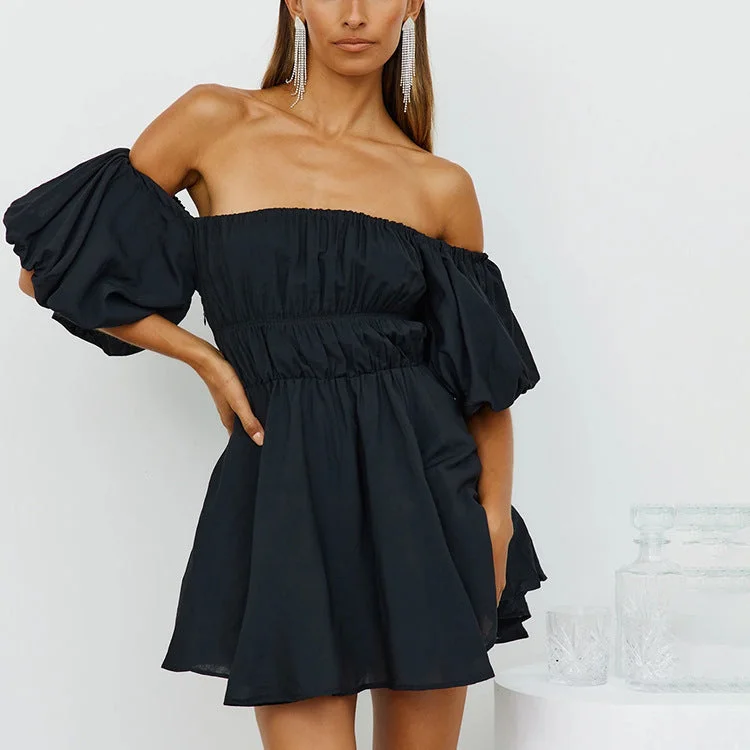 Lowest Price formal dressLiveliest Off The Shoulder Asymmetrical Dress - Black