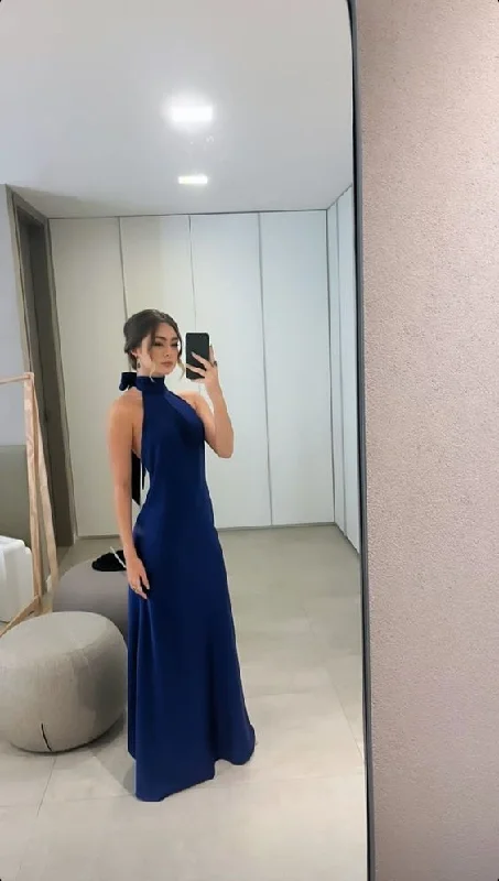Early Access office dressRoyal Blue Halter Open Back Long Party Dress Wedding Guest Dress, DP3692 Early Access office dressRoyal Blue Halter Open Back Long Party Dress Wedding Guest Dress, DP3692