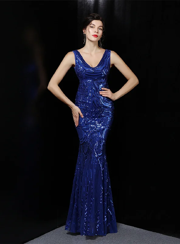 Midnight Madness Mermaid V-neck Sequins Prom Dress