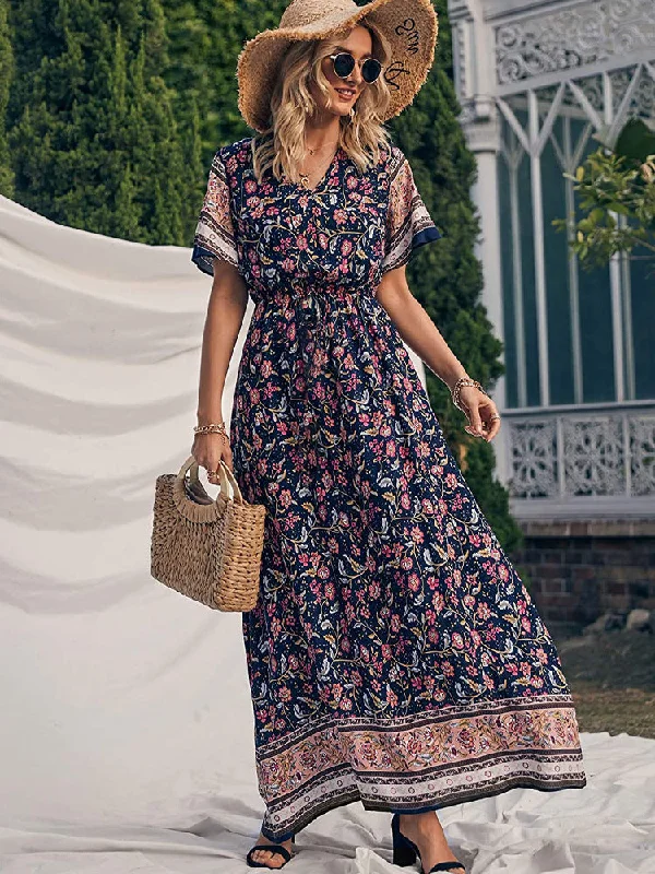 Hurry In stylish party dressCailynn Pocketed Kimono Maxi Dress - Plum