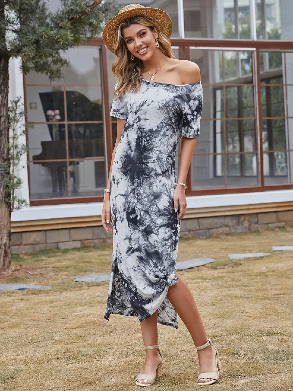 Daily Specials off-shoulder dressKittenAlarm - Women's Mid-length A-line Skirt Off-the-shoulder Ink Print Dress