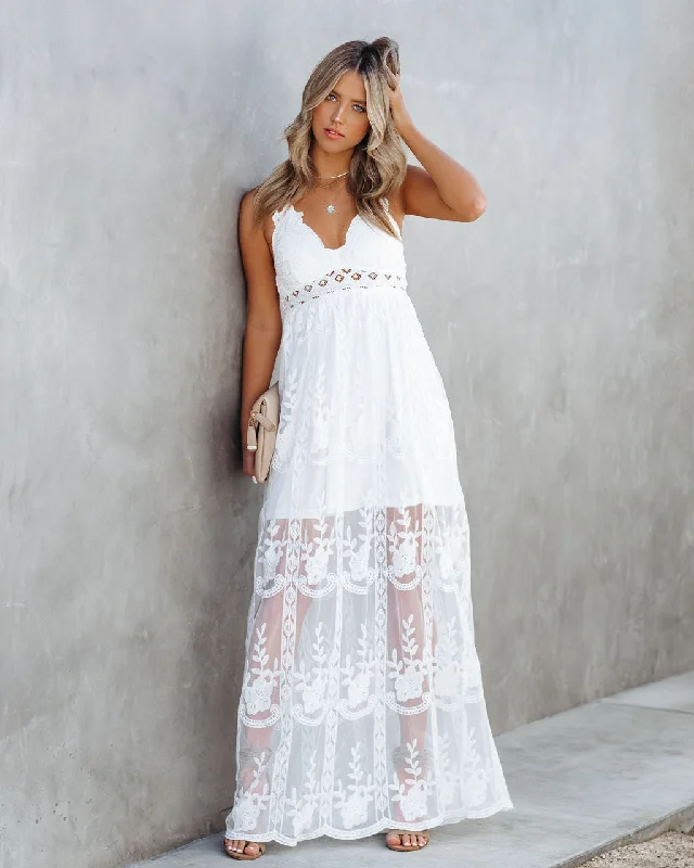 One-DAY Sale flowy dressInvite Tranquility Lace Maxi Dress - Ivory - FINAL SALE