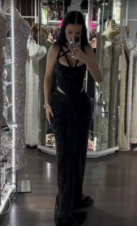 Sale Event classic fit-and-flare dressShiny Black Straps Mermaid Long Party Dress Birthday Outfits, DP4137 Sale Event classic fit-and-flare dressShiny Black Straps Mermaid Long Party Dress Birthday Outfits, DP4137