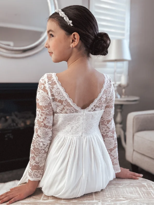 Buy Now backless dressHailey Long Sleeve Girls White Dress