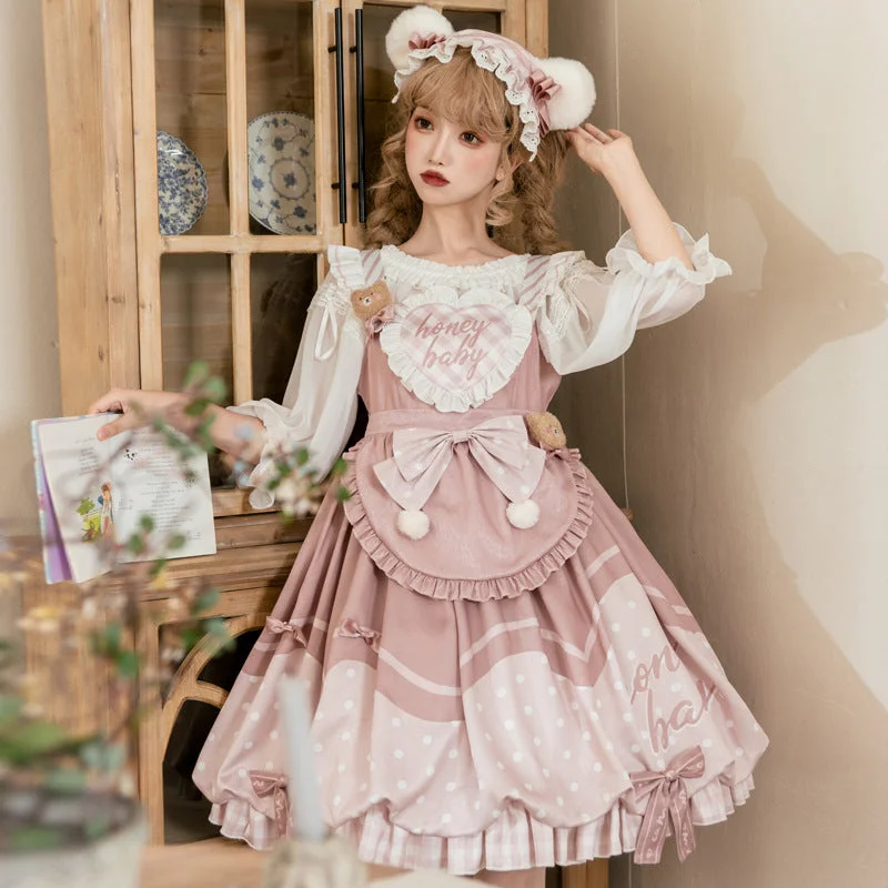 Huge Discounts t-shirt dressEieyomi~Bear Bakery~Kawaii Lolita Flower Bud Dress