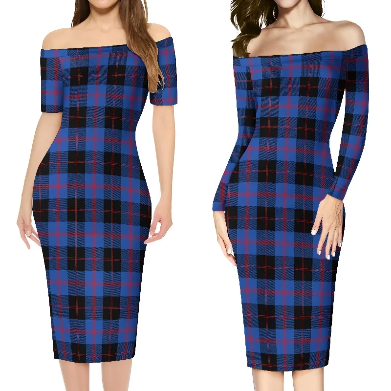 Deal Explosion Maule Tartan Off Shoulder Lady Dress