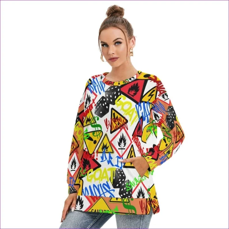 Limited Availability bold workout sweatshirtHazard Womens Side Split O-neck Sweatshirt
