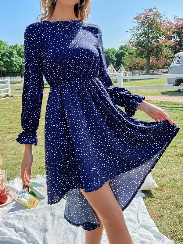 New Arrival casual midi dressKittenAlarm - Polka Dots Elastic Waist Dress