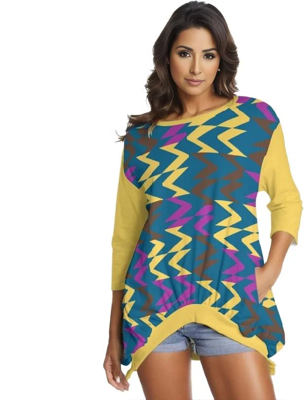 Daily Specials pullover workout hoodieZig & Zag Women's Sweatshirt With Irregular Pleated Hem