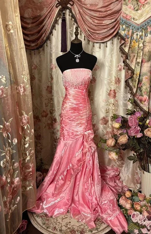 Shop and Save off-the-shoulder dressPink Strapless Mermaid Satin Long Party Dress Evening Gown, DP4377 Shop and Save off-the-shoulder dressPink Strapless Mermaid Satin Long Party Dress Evening Gown, DP4377
