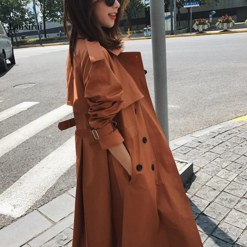 Can't Be Beat comfortable winter coatReal Photo Cloak Dust Coat Spring Women's Clothes Trench Coat Stylish Double Breasted Long Windbreakers Slim Waist Outerwear