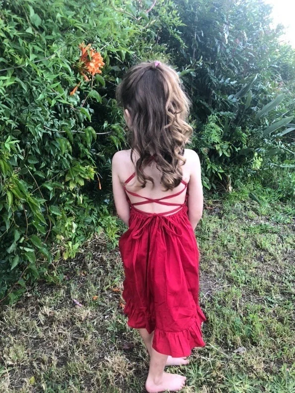 Great Bargains ruffle dressElsie Girls Ruby Red Dress - SECONDS