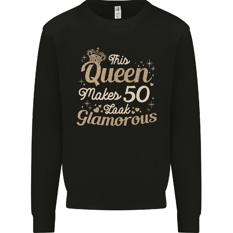Limited Time Offer minimalist gym sweatshirt50th Birthday Queen Fifty Years Old 50 Mens Sweatshirt Jumper