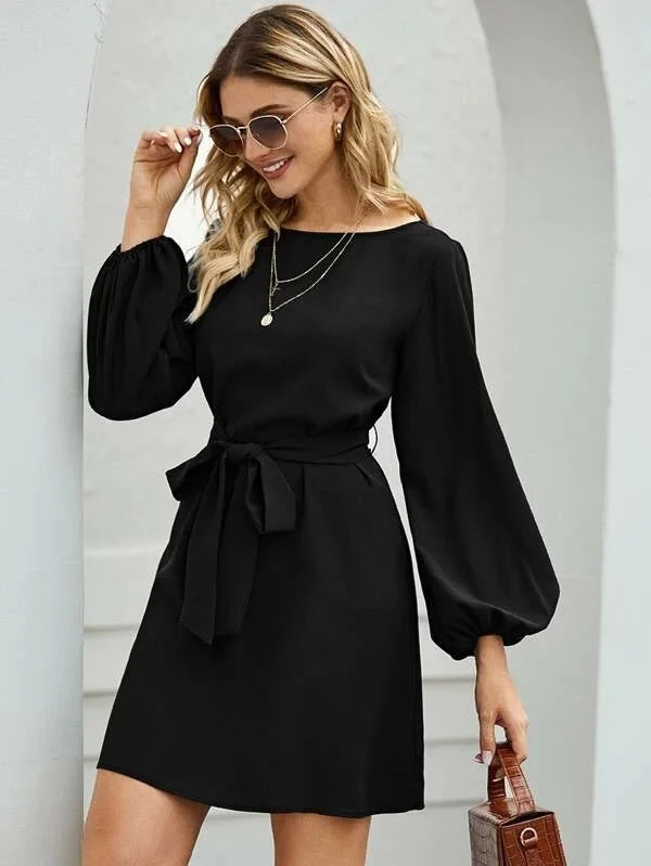 Take Advantage comfy dressElevated Casual Sweatshirt Tie Dress