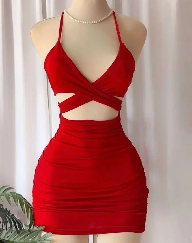 Overstock lace-up dressSexy Red Spaghetti Straps Sheath Mini Party Dress Birthday Outfits, DP4138 Overstock lace-up dressSexy Red Spaghetti Straps Sheath Mini Party Dress Birthday Outfits, DP4138