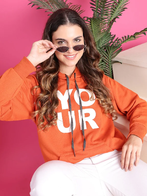 Price Cut workout style hoodieVimaL Jonney Regular Fit Orange Printed Hoodie For Women Price Cut workout style hoodieVimaL Jonney Regular Fit Orange Printed Hoodie For Women