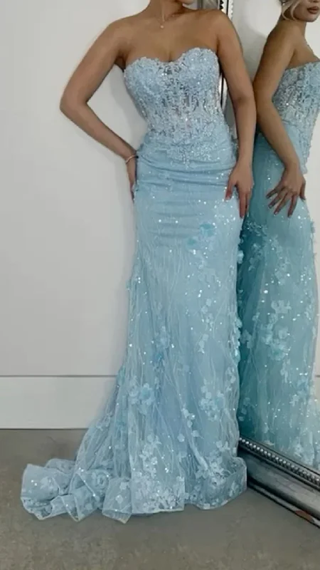 Price Slash off-the-shoulder dressLight Blue Sweetheart Neck Appliques Mermaid Long Formal Prom Dress, DP4416 Price Slash off-the-shoulder dressLight Blue Sweetheart Neck Appliques Mermaid Long Formal Prom Dress, DP4416